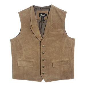 Vintage 90s Dick Idol Mens Genuine Leather 5-Button Vest Light Brown Large EUC